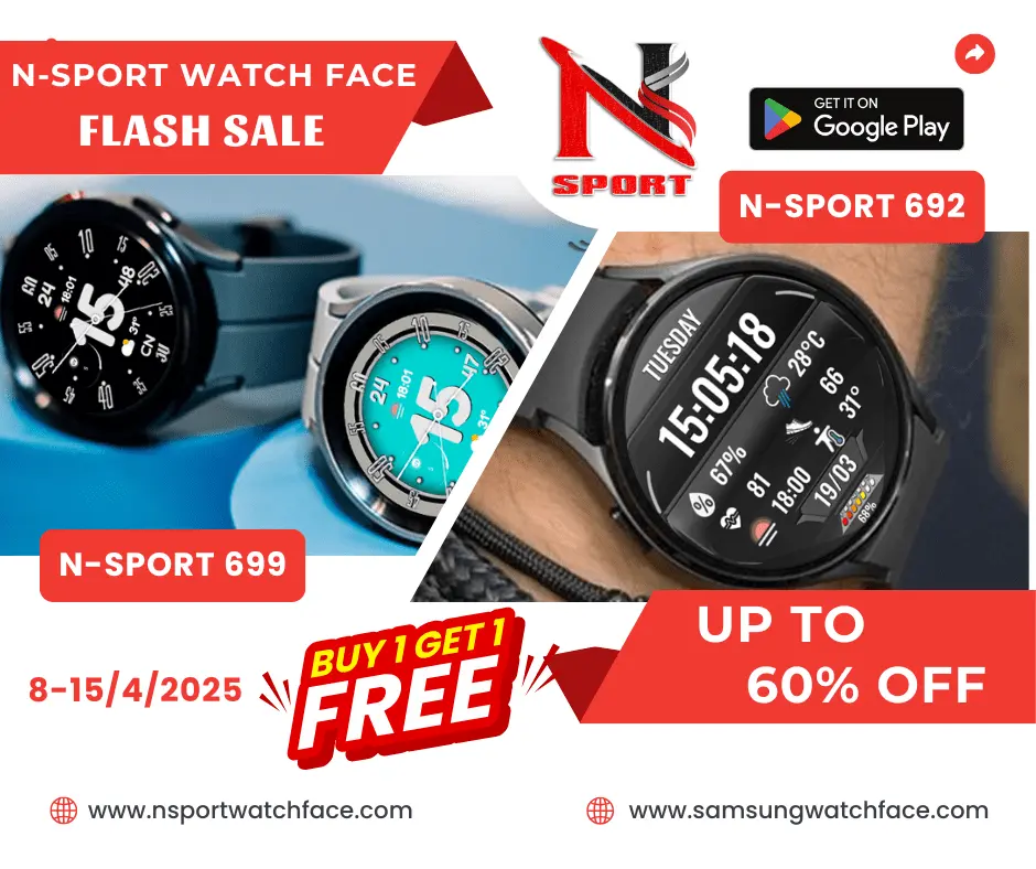 ⌚Big Sale✨Easter Celebration – Get Combo 2 N-Sport Watch Face Samsung Galaxy Watch 4/5/6/7/Ultra On Google Play Store! - N-Sport Watch Face