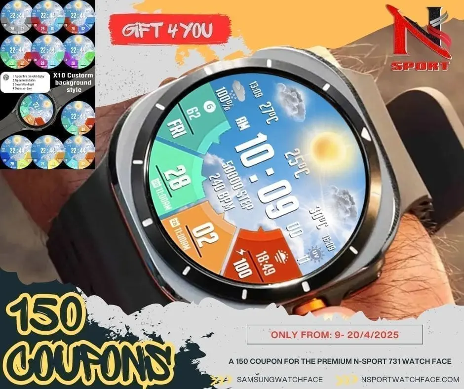 Free 150 Coupon N-Sport 731 Watch Face -Celebrates Easter - N-Sport Watch Face