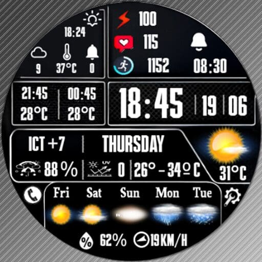 N-SPORT 750 Real-time Weather Luxury Digital Watch Face for Samsung & Wear OS