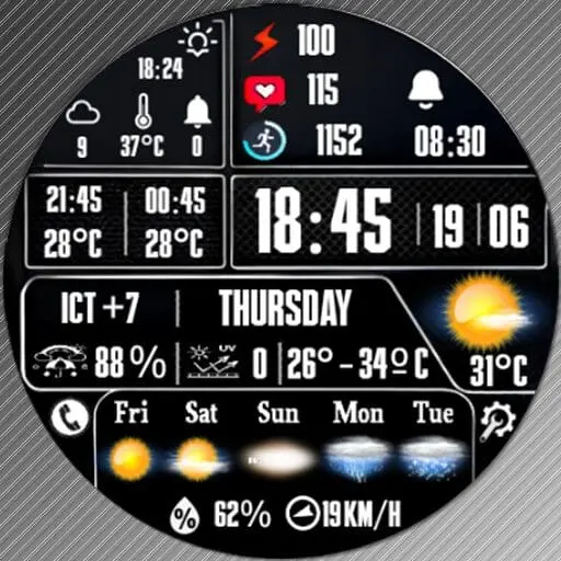Feature Icon Watch Face 2 N-Sport 750 Real-Time Weather Luxury Digital Watch Face For Samsung &Amp; Wear Os N-Sport Watch Face