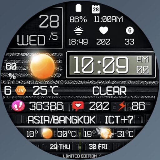 N-SPORT 747 Real-time Weather Luxury Digital Watch Face for Samsung & Wear OS