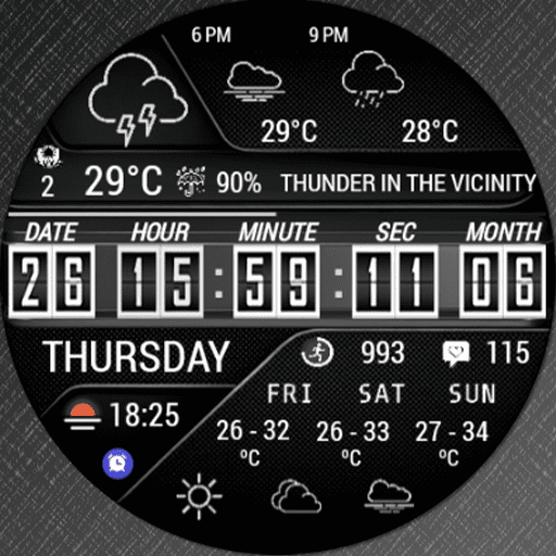 N-SPORT 736 Real-time Weather Luxury Digital Watch Face for Samsung & Wear OS