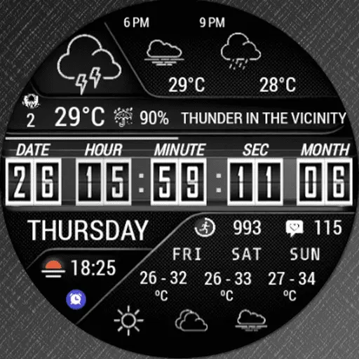 Feature Icon Watch Face Soc Den N-Sport 736 Real-Time Weather Luxury Digital Watch Face For Samsung &Amp; Wear Os N-Sport Watch Face