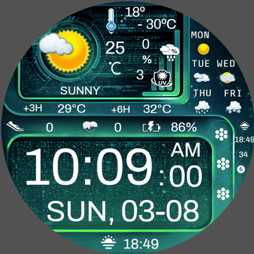 N-SPORT 762 Holiday Seasonal Real-time Weather Luxury Digital Watch Face for Samsung & Wear OS