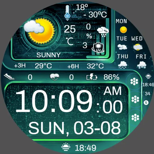 Feature Icon Watch Face 762 N-Sport 762 Holiday Seasonal Real-Time Weather Luxury Digital Watch Face For Samsung &Amp; Wear Os N-Sport Watch Face