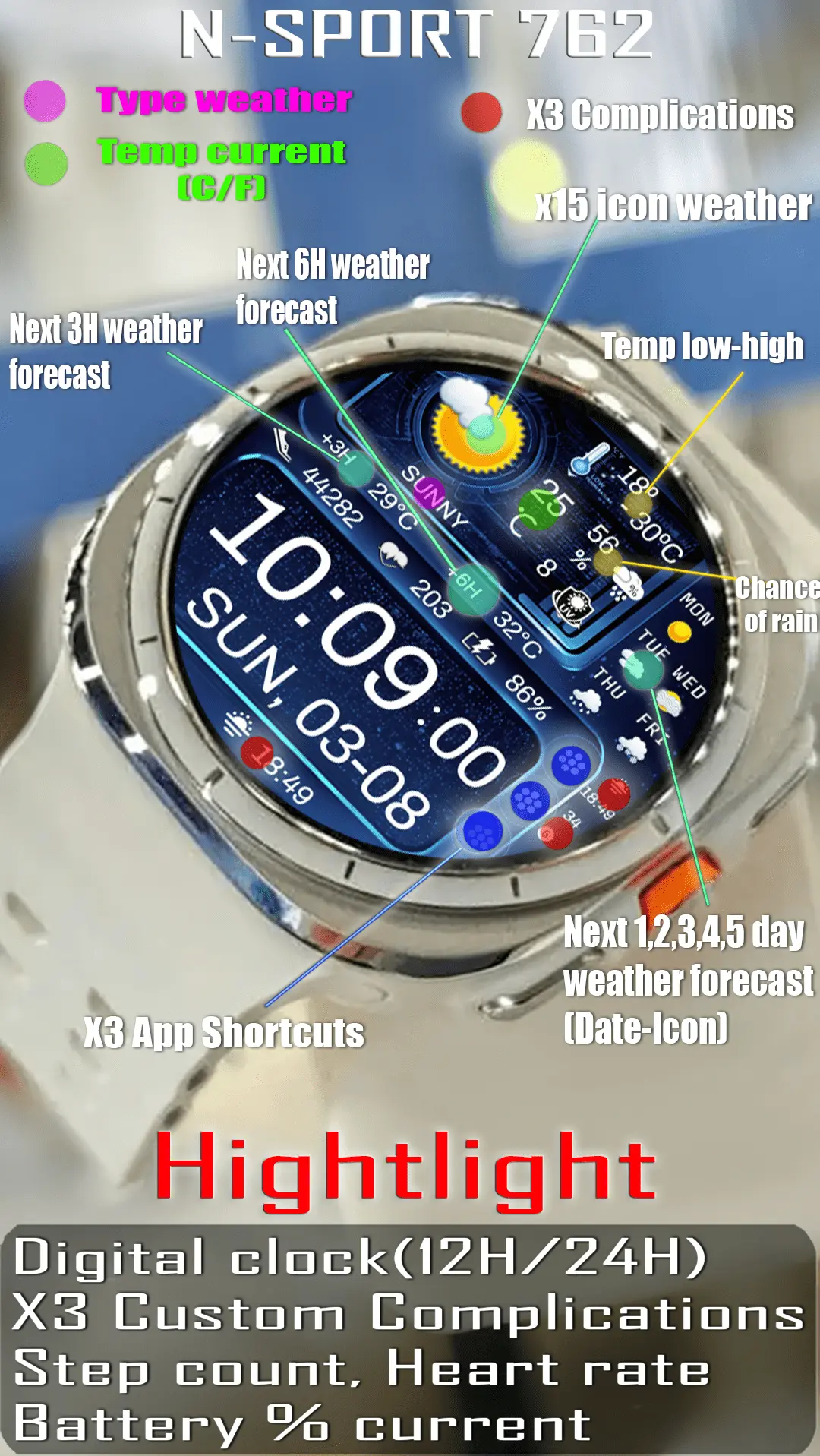 How To Install N-Sport 762 Digital Weather Watch Face For Wearos N-Sport Watch Face N-Sport762-Digital Weather Watch Face
