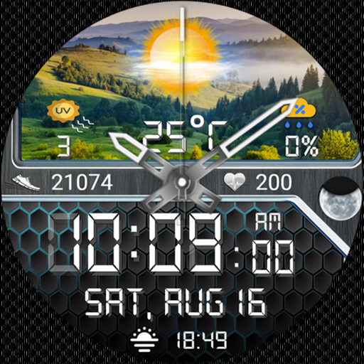 Feature Icon Watch Face 763 N-Sport 763 Holiday Seasonal Real-Time Weather Luxury Hybrid Watch Face For Samsung &Amp; Wear Os N-Sport Watch Face