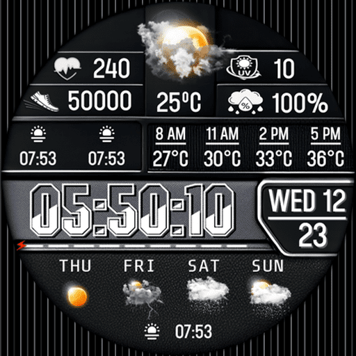 N-SPORT 770 Holiday Seasonal Real-time Weather Luxury Digital Watch Face for Samsung & Wear OS
