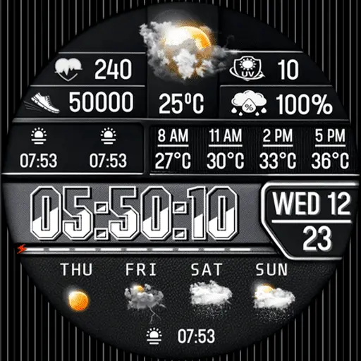 Feature Icon Watch Face 6 N-Sport 770 Holiday Seasonal Real-Time Weather Luxury Digital Watch Face For Samsung &Amp; Wear Os N-Sport Watch Face