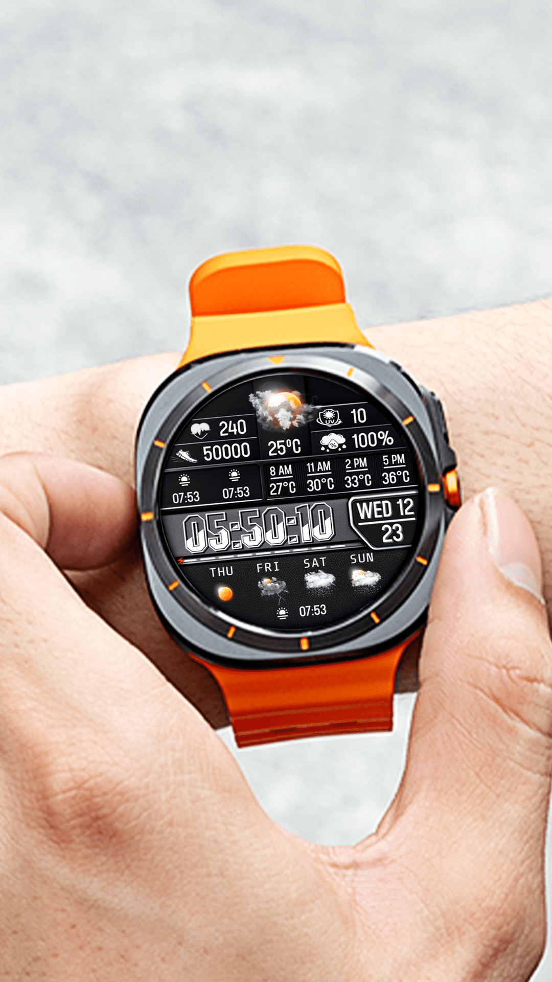 N-SPORT 770 Holiday Seasonal Real-time Weather Luxury Digital Watch Face for Samsung & Wear OS feature image