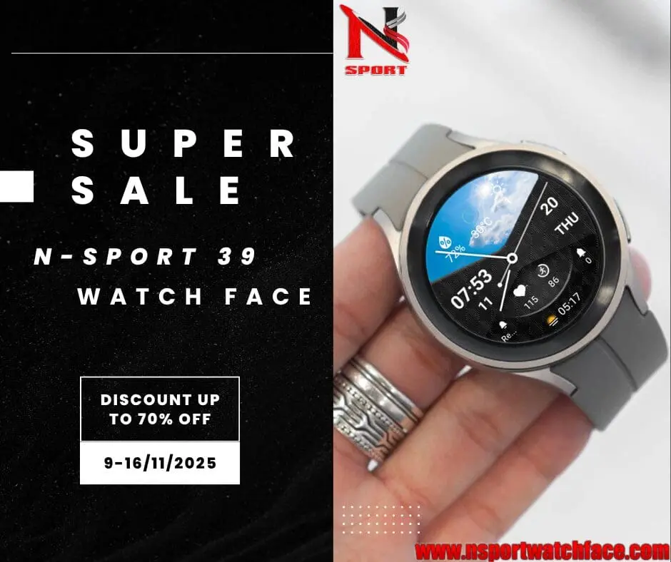⚡ Flash Sale: N-Sport39 Session Time Watch Face Wearos Only $0.46! N-Sport Watch Face ⚡ Flash Sale: N-Sport759 Weather Digital Watch Face Only $0.5! - N-Sport Watch Face