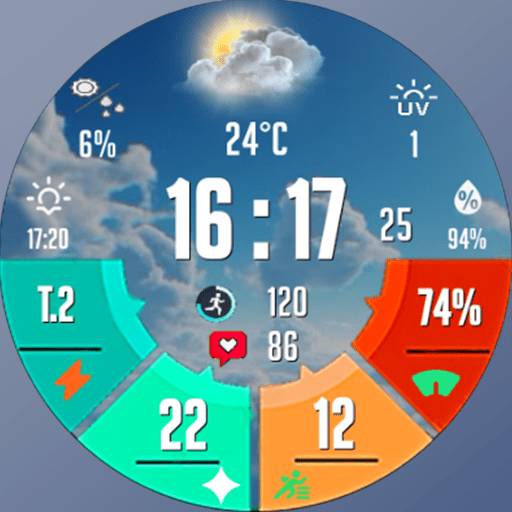 N-SPORT 173 Real-time Weather Digital Watch Face for Samsung & Wear OS