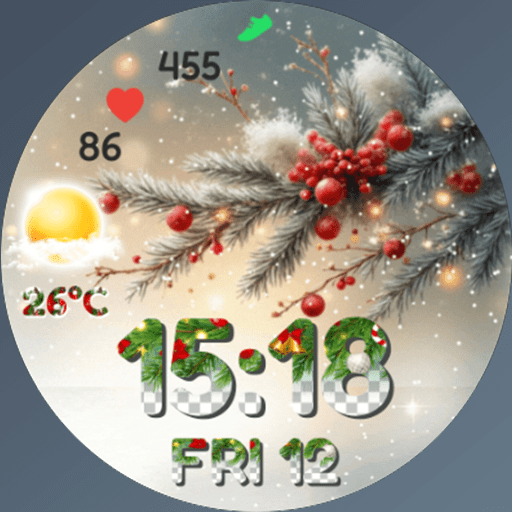 N-SPORT 777 Christmas Seasonal Real-time Weather Luxury Digital Watch Face for Samsung & Wear OS