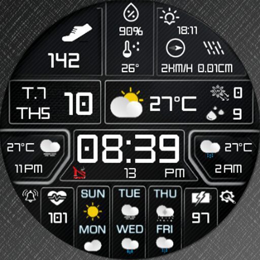 N-SPORT 745 Real-time Weather Luxury Digital Watch Face for Samsung & Wear OS