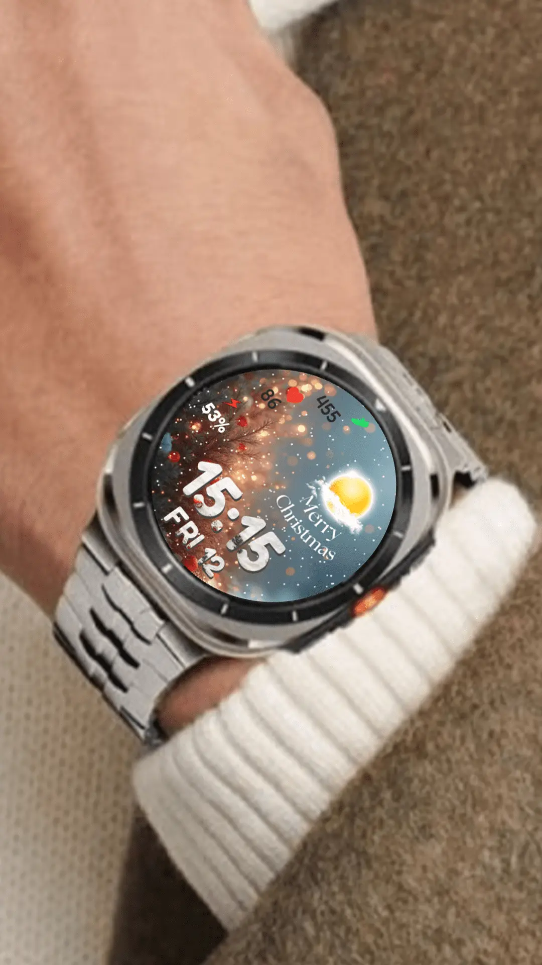 N-Sport 777 Xmas Snow 3Bg Watch Face Review: Winter Magic For Wearos N-Sport Watch Face N-Sport777 Xmas Snow 3Bg N-Sport Watch Face Samsung Wearos View 3