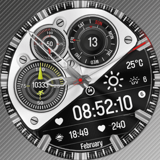 N-SPORT 676 Real-time Weather Luxury Tourbillon Mechanical & Gyro Motion Hybrid Watch Face for Samsung & Wear OS