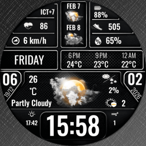 N-SPORT 753 Real-time Weather Luxury Lunar Calendar Digital Watch Face for Samsung & Wear OS