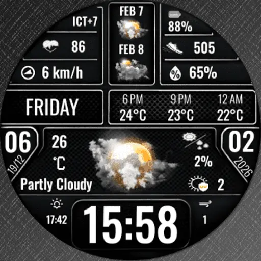 Feature Icon Watch Face 753 N-Sport 753 Real-Time Weather Luxury Lunar Calendar Digital Watch Face For Samsung &Amp; Wear Os N-Sport Watch Face