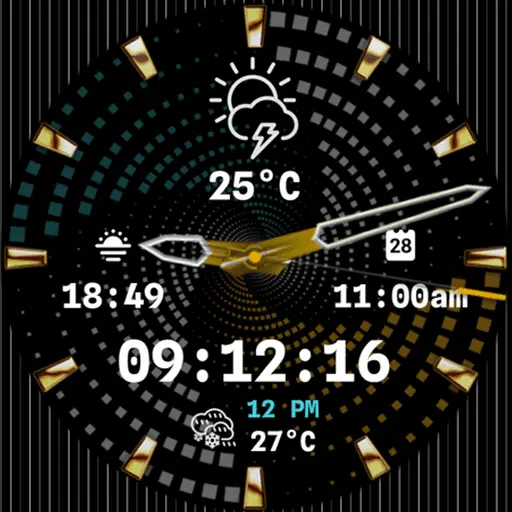 Feature Icon Watch Face 783 N-Sport 783 Real-Time Weather Luxury Gyro Motion Hybrid Watch Face For Samsung &Amp; Wear Os N-Sport Watch Face
