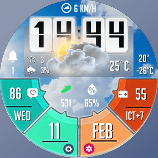 N-SPORT 550 Real-time Weather Digital Watch Face for Samsung & Wear OS