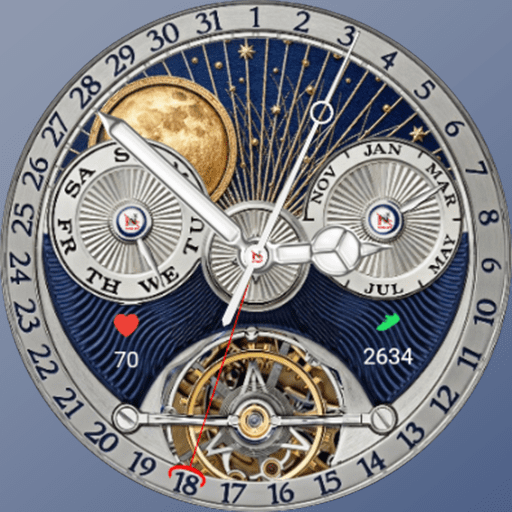 N-SPORT 652 Real-time Weather Luxury Tourbillon Mechanical Classic Analog Watch Face for Samsung & Wear OS
