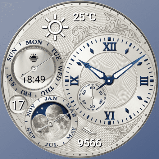 N-SPORT 654 Real-time Weather Luxury Lunar Calendar Classic Analog Watch Face for Samsung & Wear OS