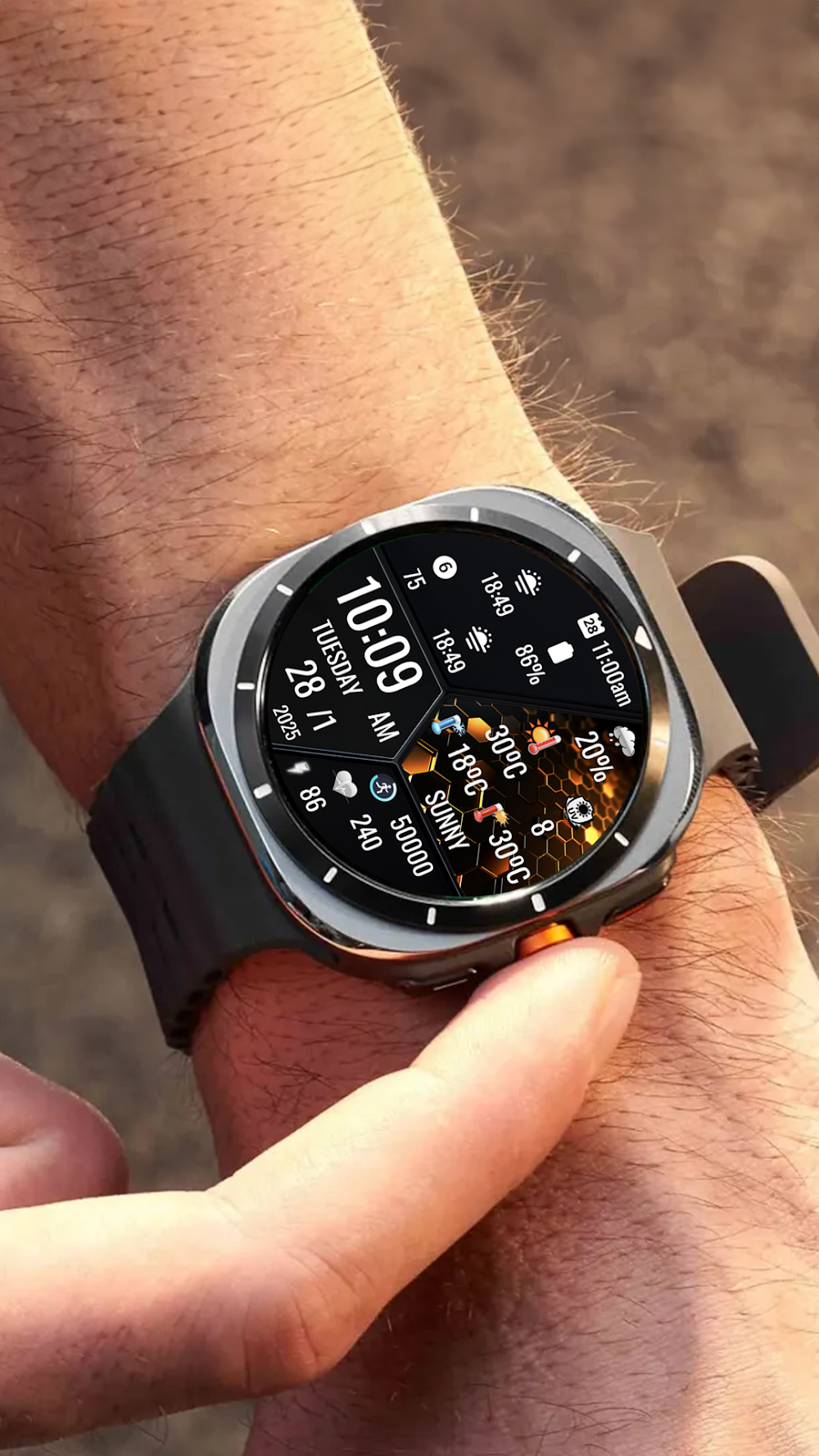 Top 3 Must-Have Wear Os Watch Faces For Samsung Galaxy Watch Ultra In 2026 N-Sport Watch Face N-Sport 725 Screenshot