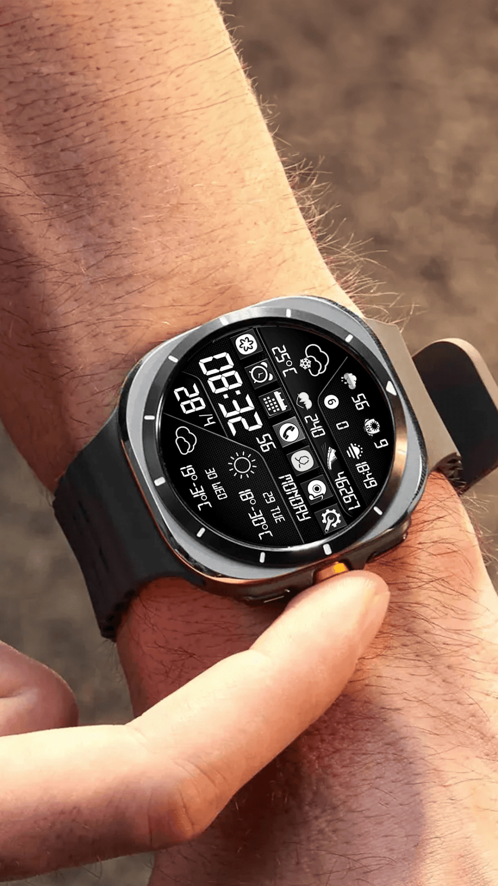 Top 3 Must-Have Wear Os Watch Faces For Samsung Galaxy Watch Ultra In 2026 N-Sport Watch Face N-Sport 739 Screenshot