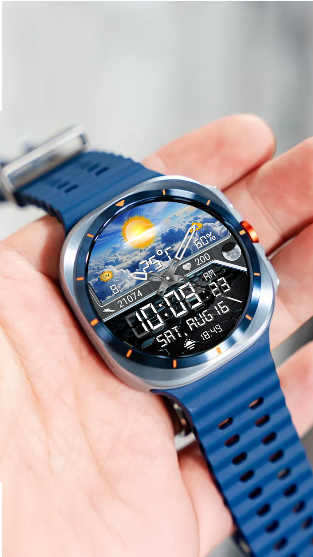 Top 3 Must-Have Wear Os Watch Faces For Samsung Galaxy Watch Ultra In 2026 N-Sport Watch Face N-Sport 763 Screenshot